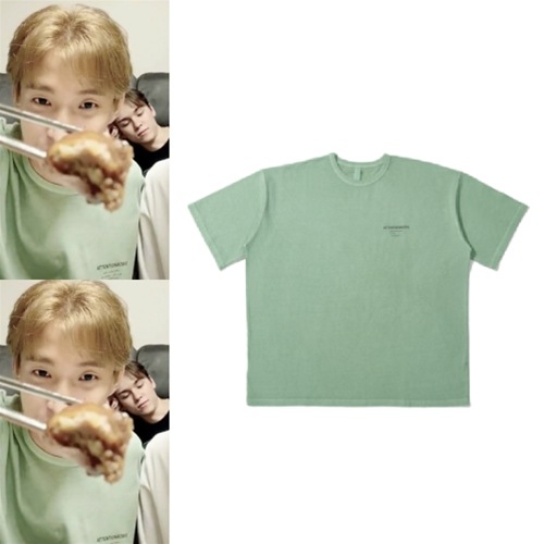 【seventeen着用】リサイクルヒューズピグメントオーバーフィット半袖Tシャツアッシュグリーン