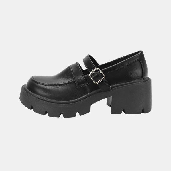 女性ビーガンレザー厚底ローファー背が高くなるメリージェーンシューズ SVIP015