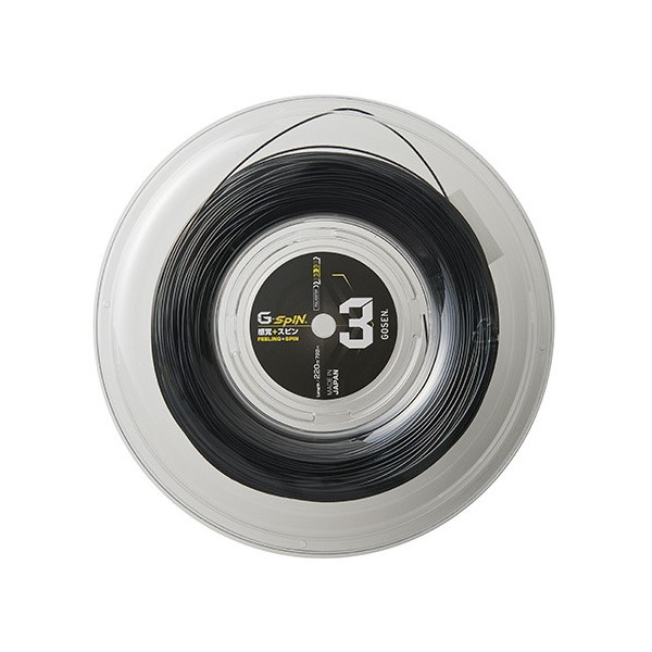 (ゴーセン) 硬式テニス用 ガット ジースピン3 G-SPIN3 16LGA 220mロール 1.28mm TSGS302BK