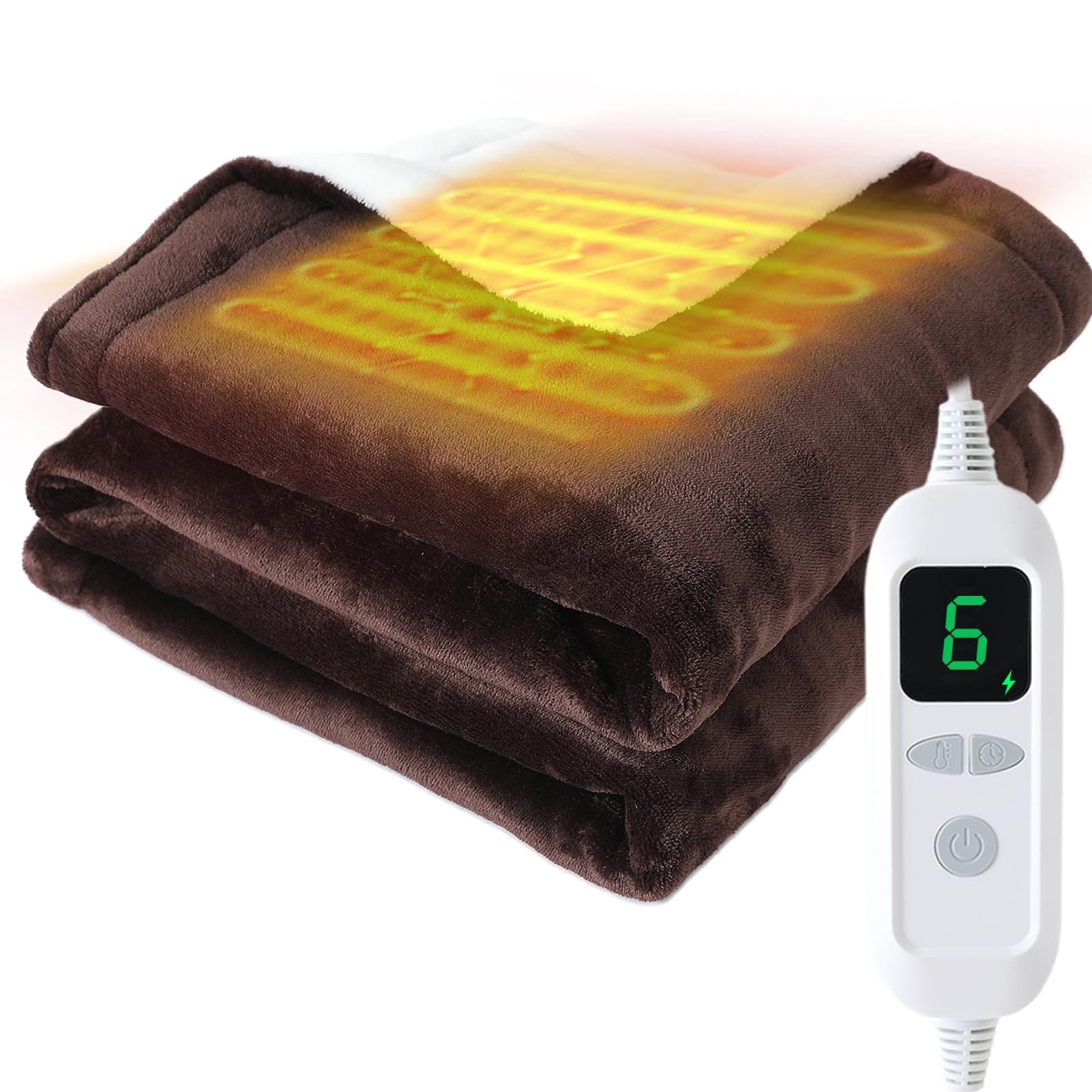 roasicee 電気毛布 両面フランネル 掛け敷き兼用 【120×60cm タイマー付 6段温度】 PSE認証済み 電気ブランケット シングル