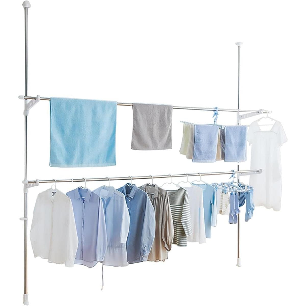 【在庫有・即納】天馬 ポーリッシュ 突っ張り式物干し室内用ロング PS-35　組み立て式(工事不要) ネジ・クギなどを使わず簡単設置 5,357円