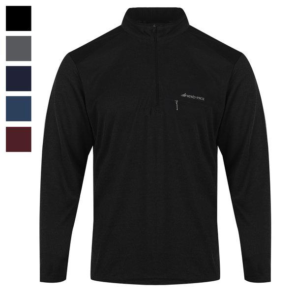 メンズ春秋スパンデックスハーフジップ長袖Tシャツ DH-TSA-WD401-ブラック