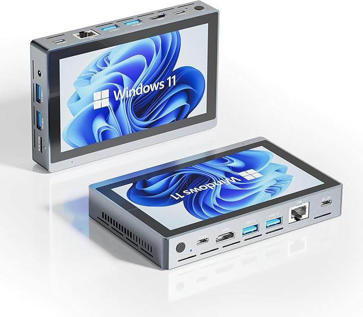 ミニpc Intel N5095 タッチパネル付きmini Windows 11 Pro 小型PC DDR4 4コア 4K (シルバー, N5095_16GB_256GB_バッテリー)