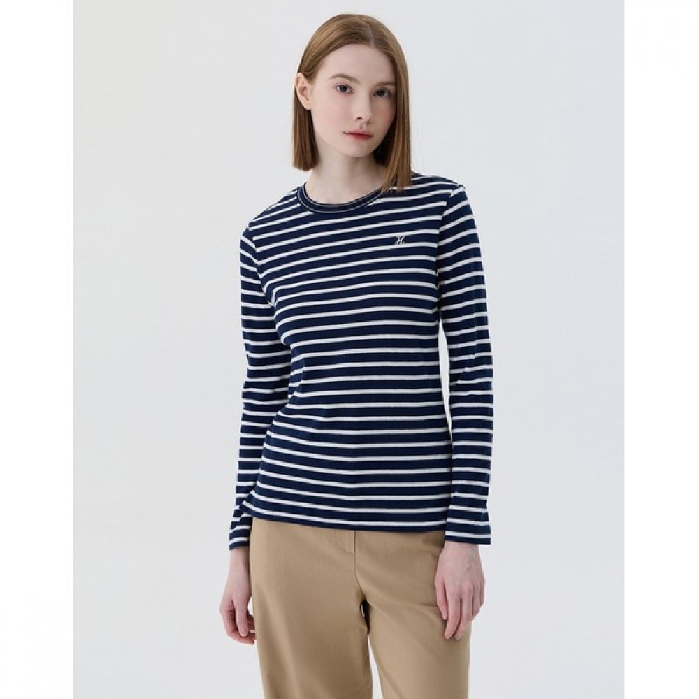 [ヘッジズレディース] 24SS アイボリーストライプコットンロングスリーブ T シャツ WSTS4AC11IV