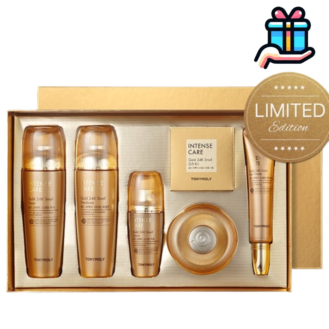 [シワ弾力 企画商品] 韓国発酵カタツムリ SKINCARE ゴールド 24K スネイル 5種セット(トナー140ml/ エマルジョン140ml/ セラム35ml/ アイクリーム30ml/ クリーム4