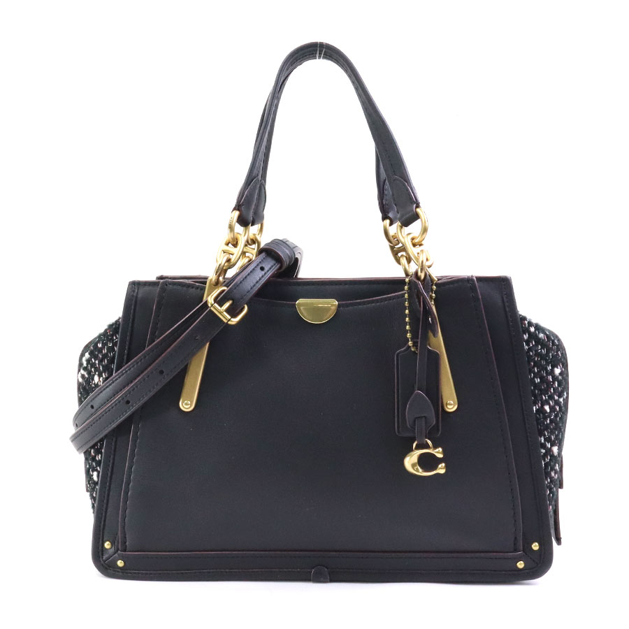 コーチ COACH ハンドバッグ ショルダーバッグ レザー/ツイード ブラック レディース h30414f