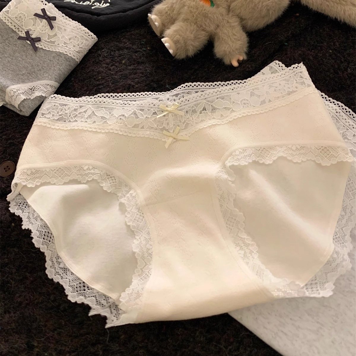 10個セット レースパンツ女性純綿三角パンツ抗菌長股中腰パンツ