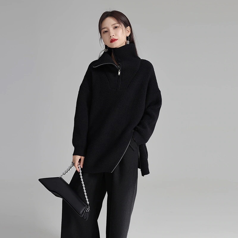 【J.Fashion】 タートルネック ニット ファスナー レディース セーター 関連商品は店で購入可能