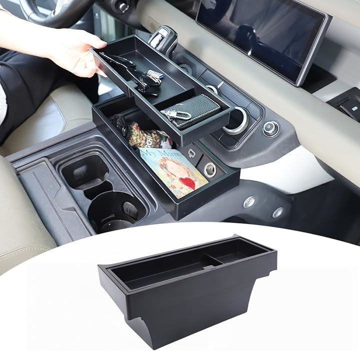ランドローバー ディフェンダー 2020～2024年に専用 センターコンソール収納ボック 車 収納トレイ 小物入れ 整理 セントラルコントロールトレイ カー用品(スタイル8-二重層)