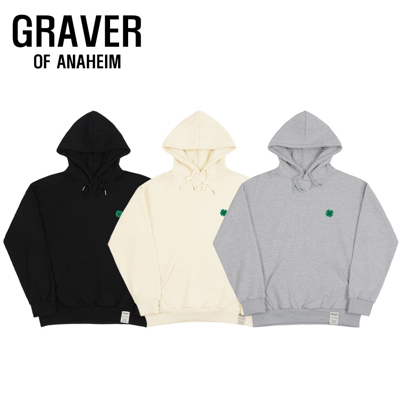 [UNISEX]Clover smile embroidery hooded sweatshirt_3color