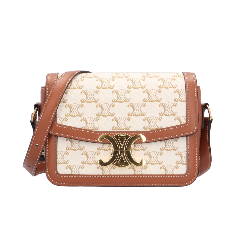 セリーヌ ティーントリオンフ ショルダーバッグ コーティングキャンバス 188882BZ4.01BC ホワイト CELINE 中古