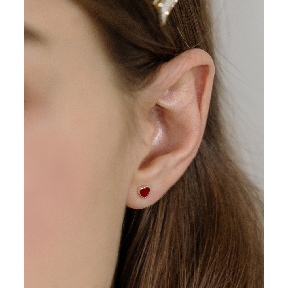 HAS [シルバー925] HW008 ミニレッドハートピアス