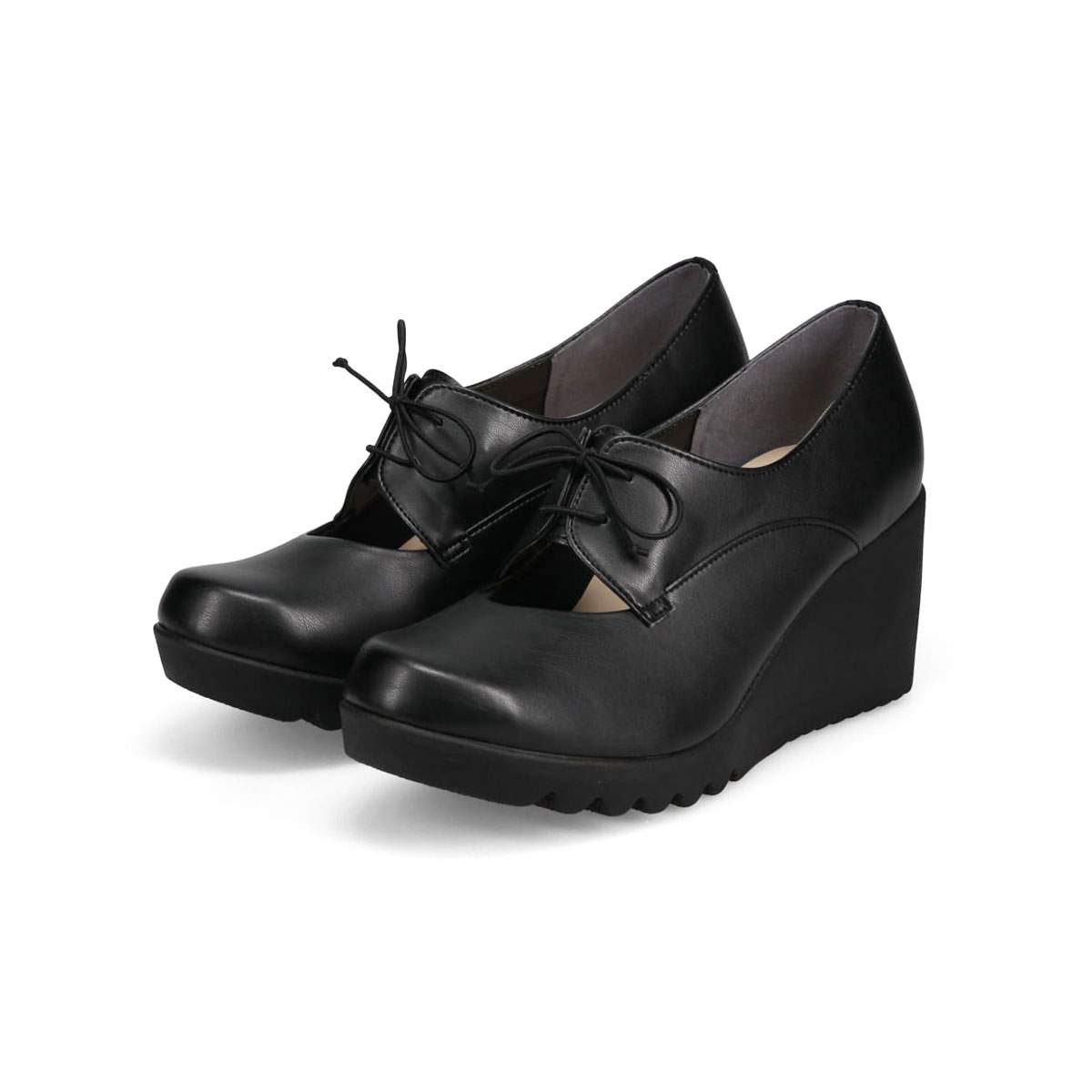 パンプス レディース 歩きやすい 抗菌 通気性 日本製 ウェッジソール ラウンドトゥ カジュアルシューズ 49603