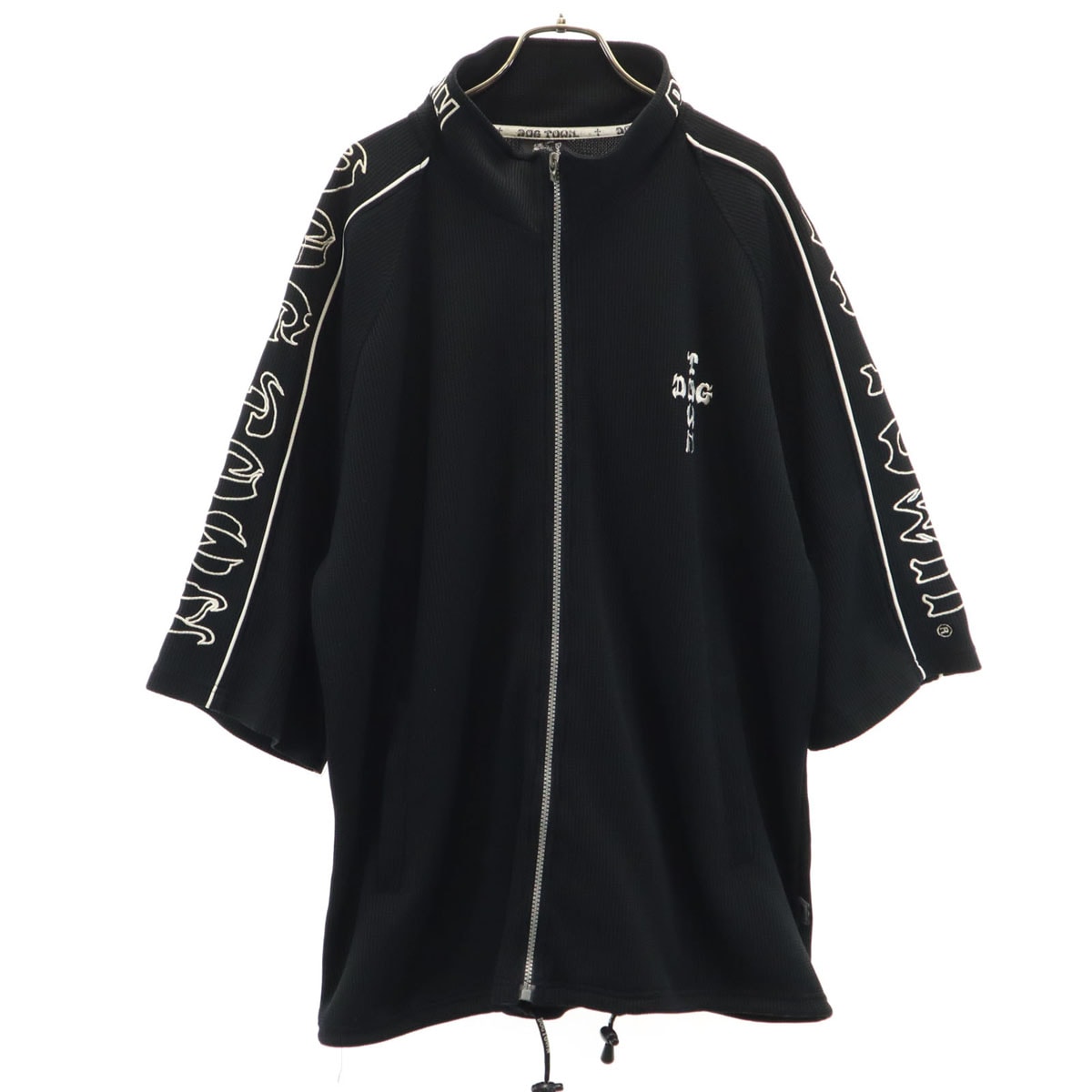 黒龍 ワッフル生地 ジップジャケット ブラック メンズ 古着