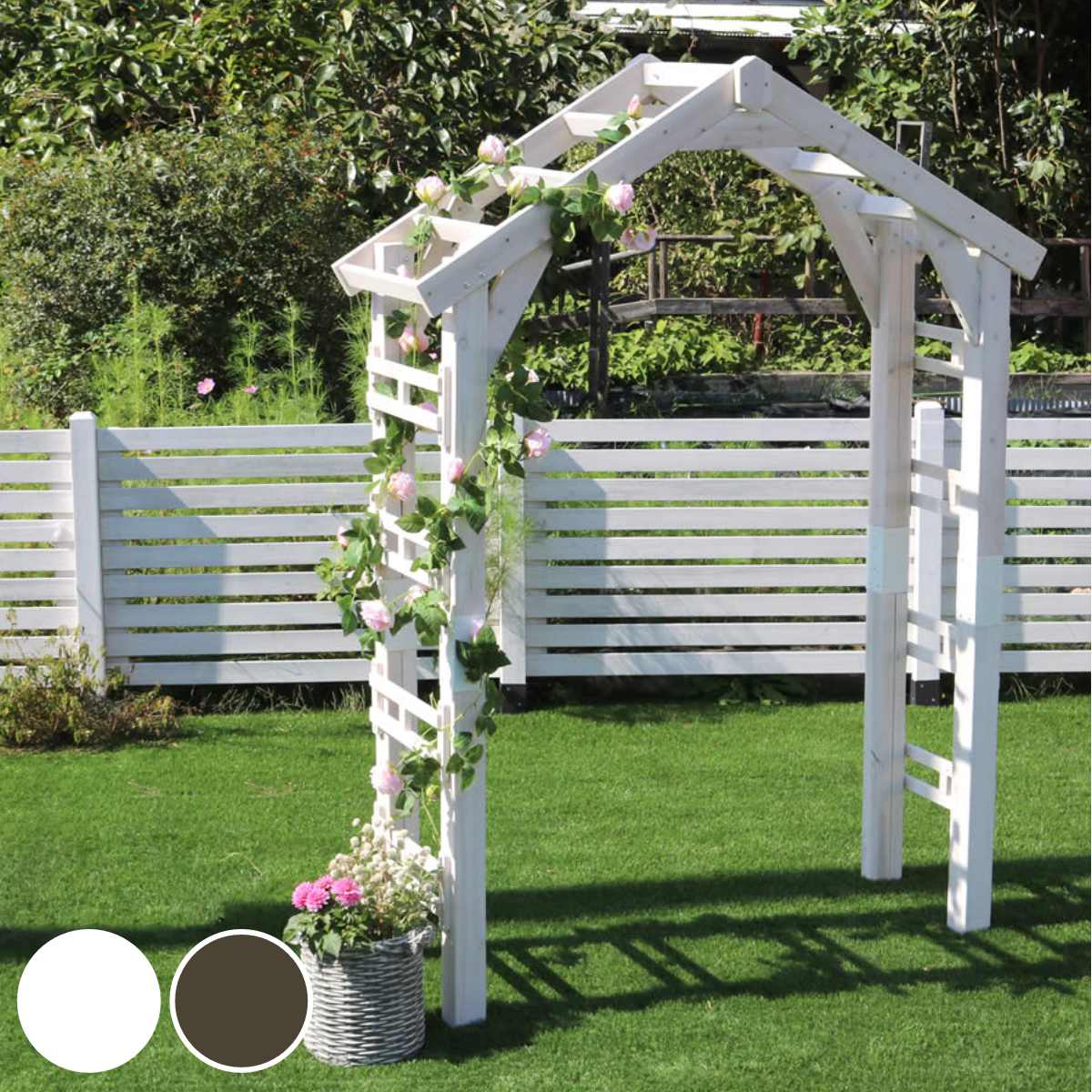 アーチ 三角屋根用 単品 ガーデンアーチ 両開きゲート ガーデンゲート 両開き 門扉 子供 外 木製アーチ おしゃれ かわいい ガーデニング 目隠し フェンス 扉 ドッグラン ウッドデッキ 庭