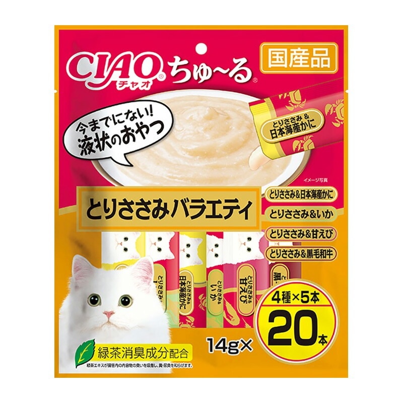 （まとめ買い）CIAO ちゅる とりささみバラエティ 14gx20本 SC-195 猫用おやつ [x4]