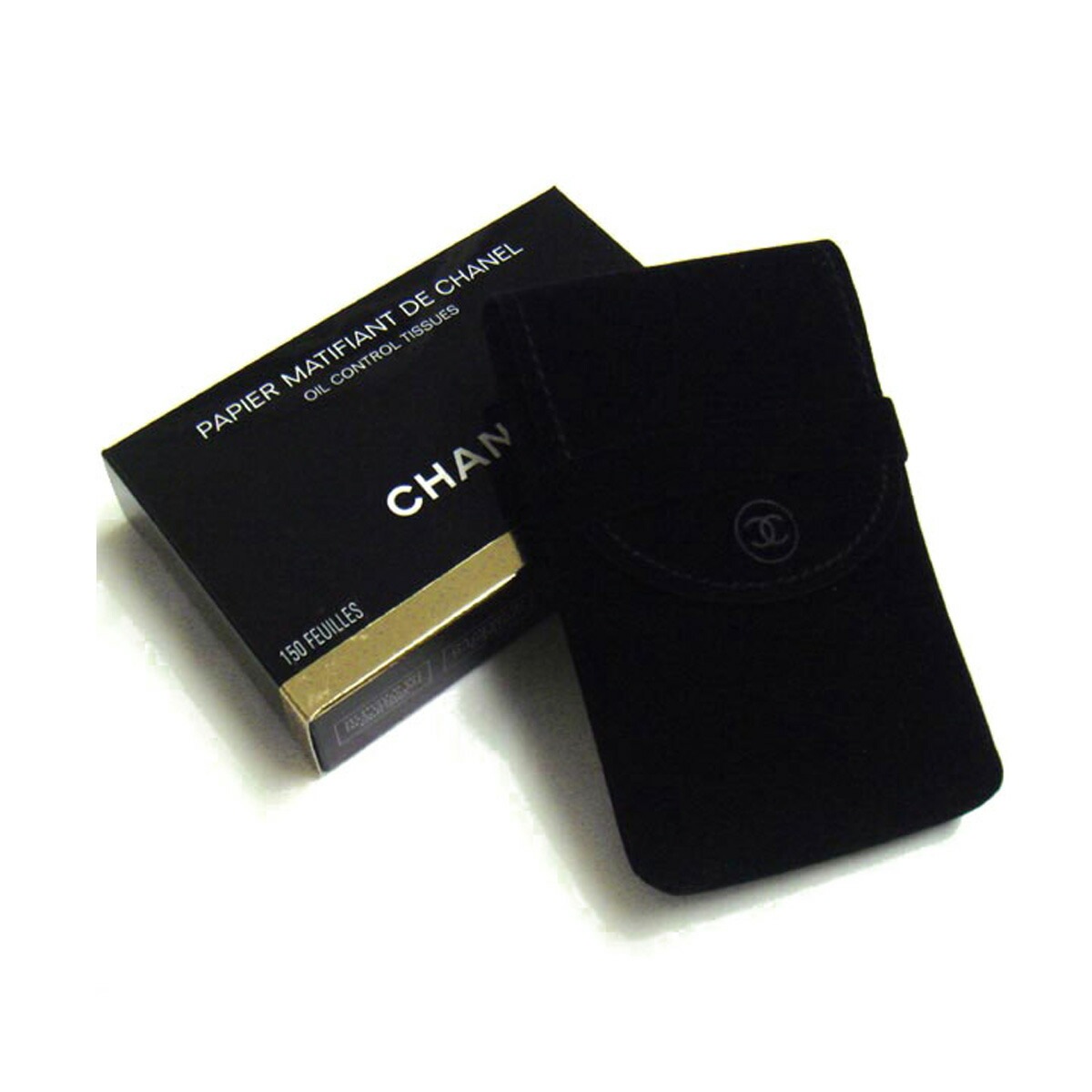 オイル コントロール ティッシュ ペーパー 150枚入り あぶらとり紙 手鏡 ブラック ギフト ショップ袋・ショッパー付き 148030