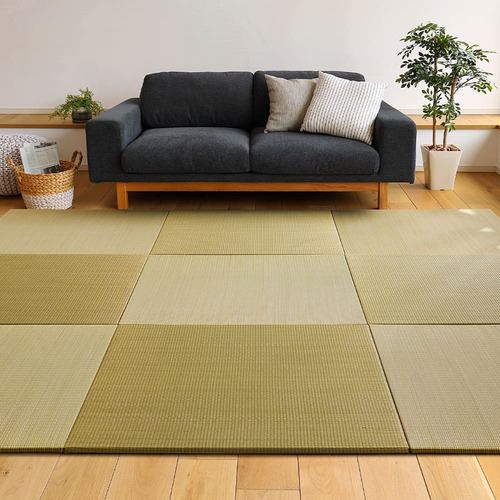【メーカー直送品】萩原 【9枚組】置き畳フラッタ 四季 約82×82×1.5cm イエロー