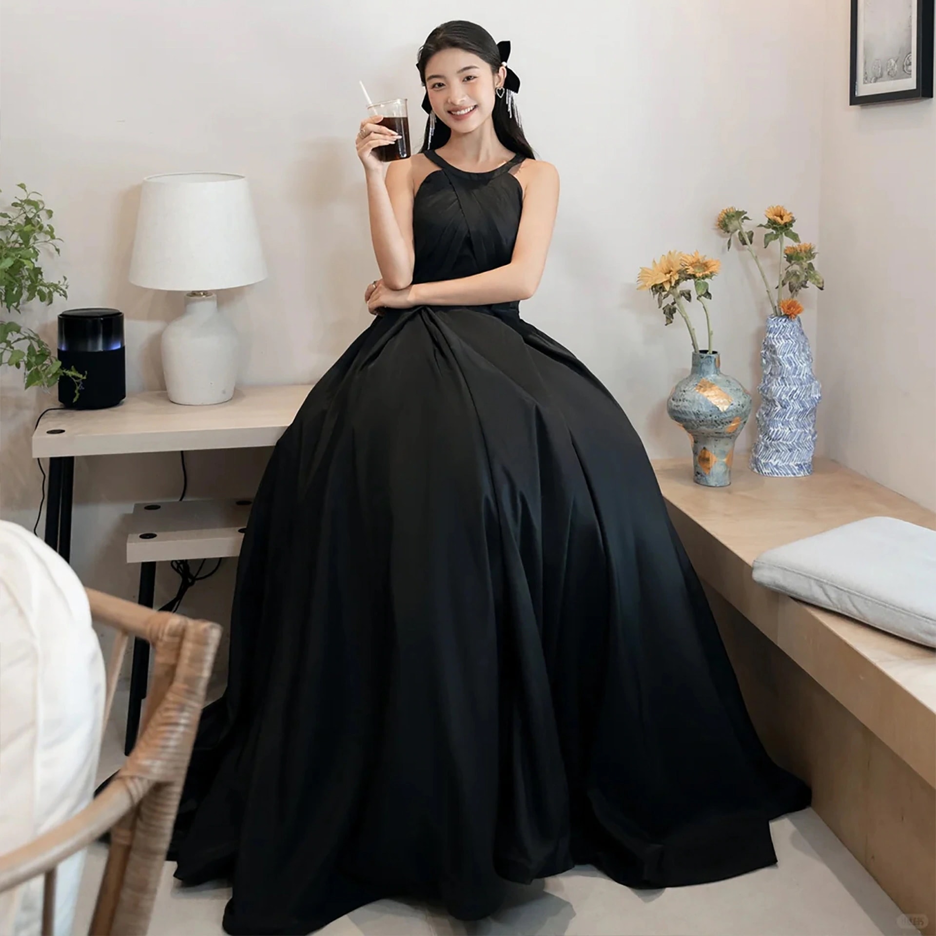 2025韓系シンプル フレンチサテン ドレス パーティー ワンピース おしゃれ ウエディングドレス イブニングドレス パーティードレス