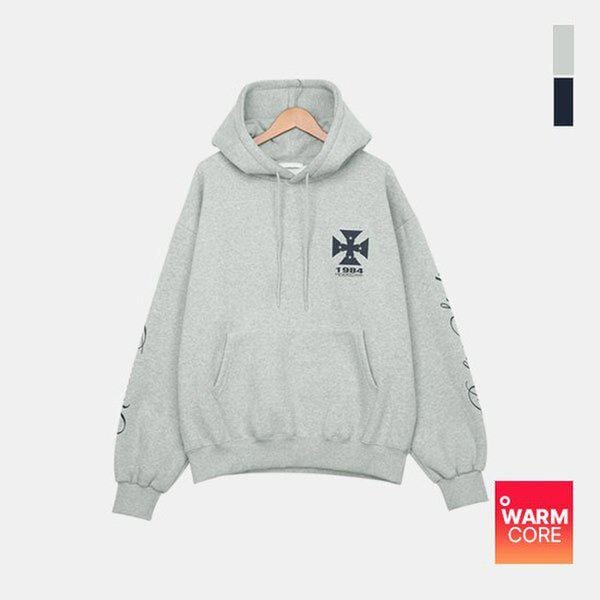 男性用裏起毛オーバーフィットTシャツ ビンテージレタリングパーカー SNE059