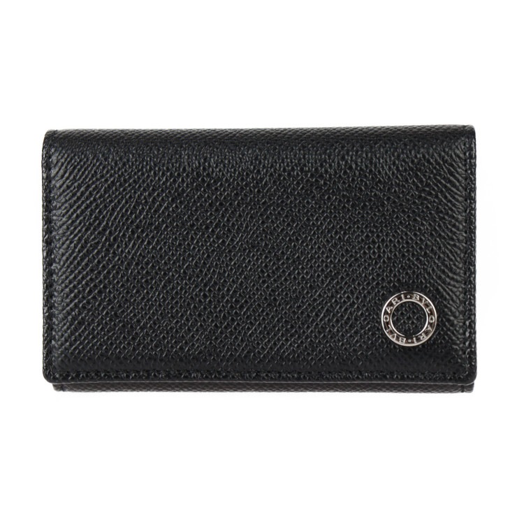 新品未使用展示品 BVLGARI ブルガリ キーケース 282234 ブルガリブルガリ マン グレインカーフレザー ブラック シルバー金具 三つ折り 6連【本物保証】