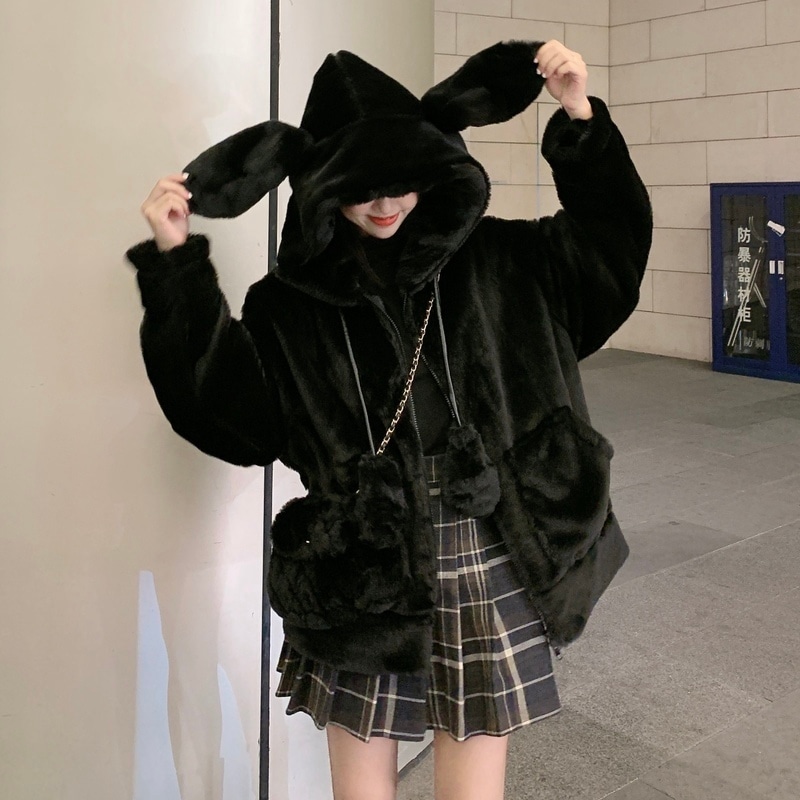 パーカー トップス ふかふか うさぎ ぬいぐるみ フェイクファー ハロウィン コスチューム 衣装