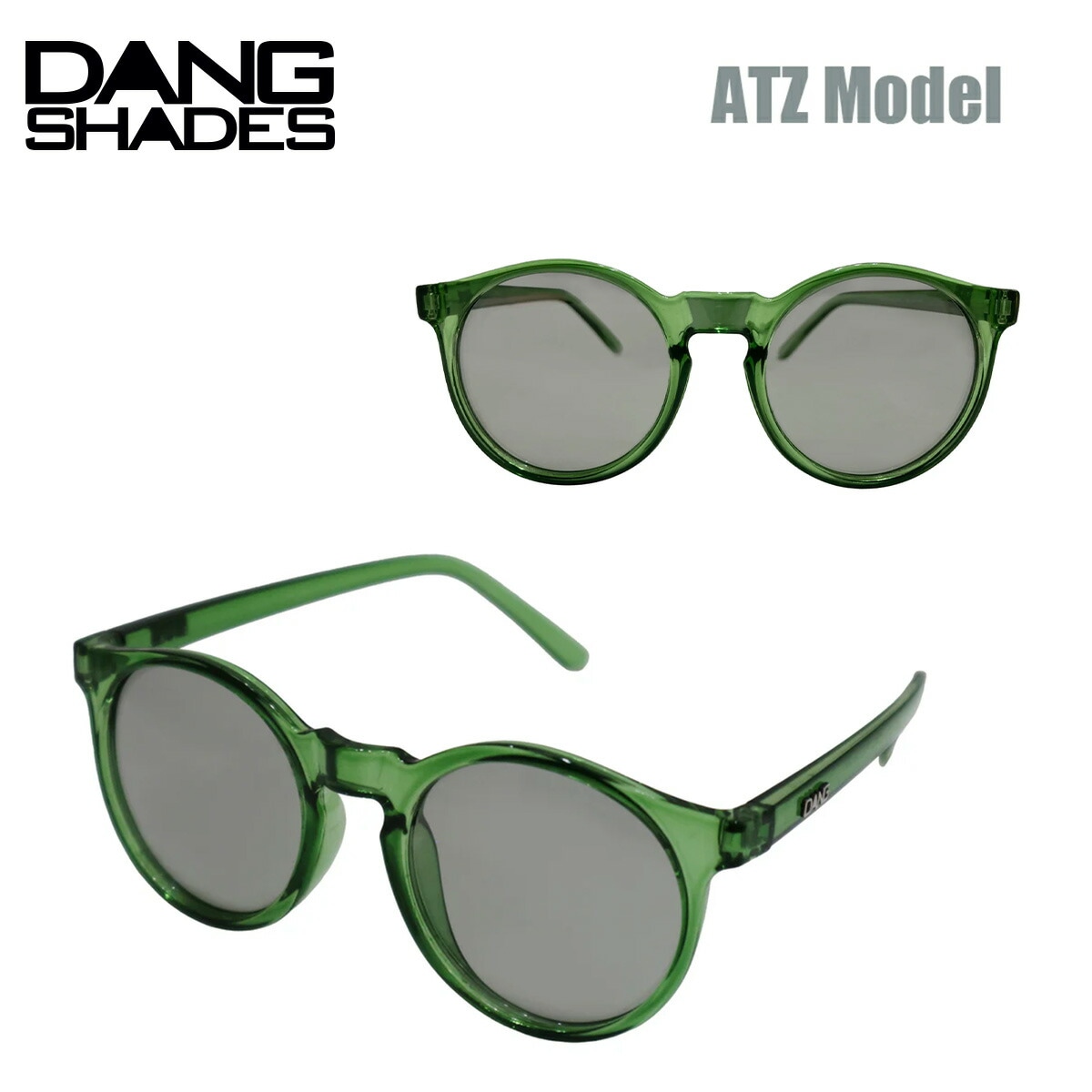 ATZ Crystal Army Green Glossy x Gray Polarized エーティーゼット ラウンド フルリム 偏光レンズ 紫外線カット ユニセックス ケース付 vidg00491
