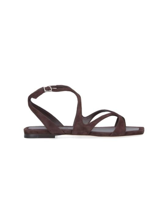 JIMMY CHOO Women Sandals AYLA FLAT SUECHOCOLATE Brown