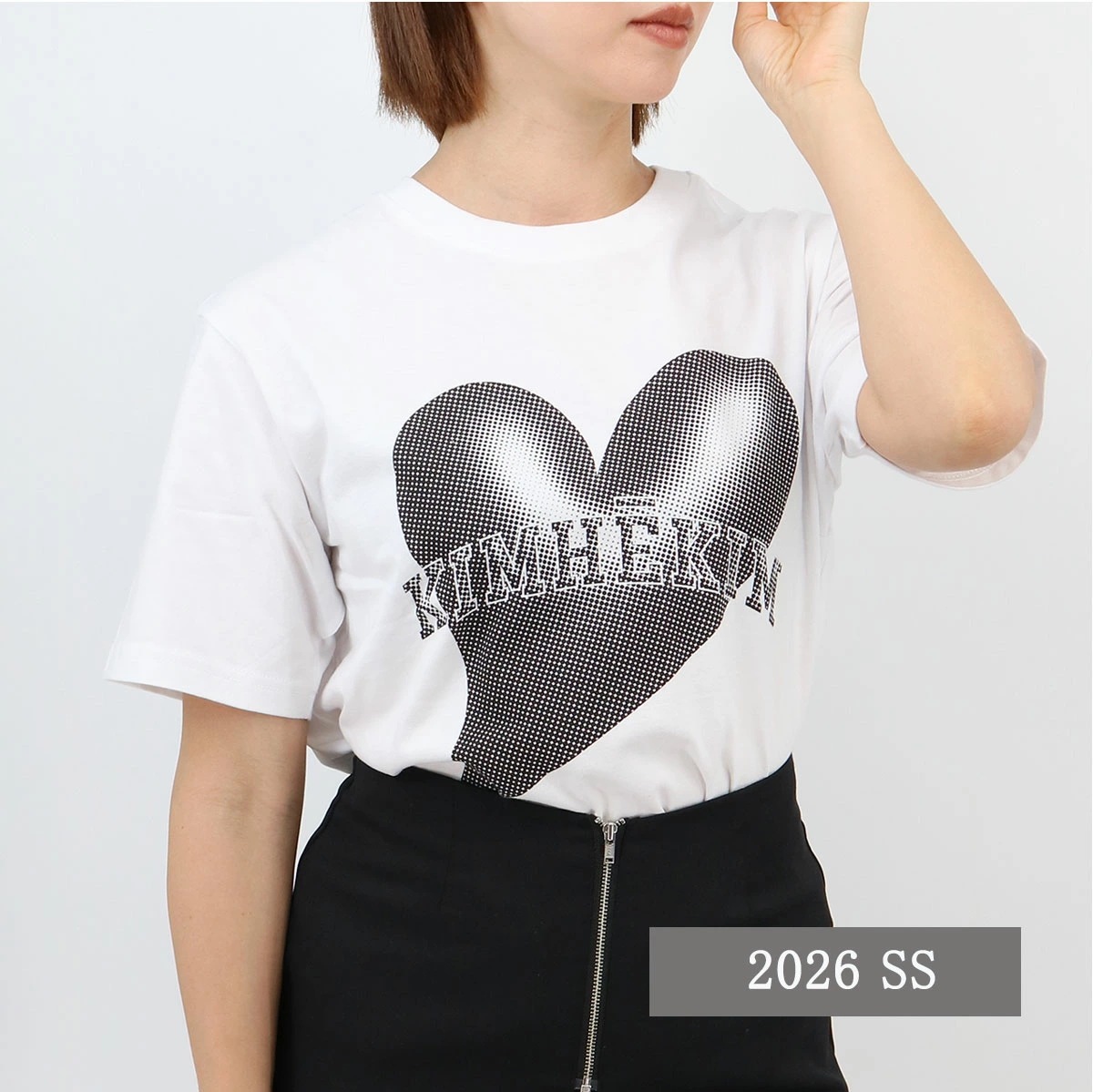 Tシャツ ZF5JS03WH 半袖 コットン SS TEE クルーネック KIMHEKIM HEART BALLOON PRINT T-SHIRT ハートロゴ レディー