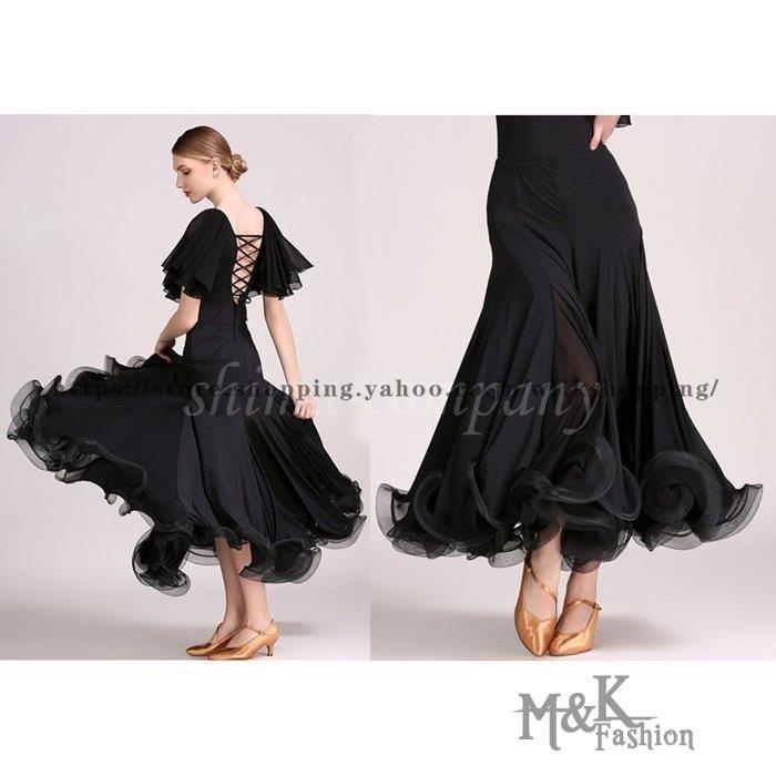 ダンス衣装 ロングスカート 赤 黒 ボリュームたっぷり フリルスカート ダンスウェア ステージ衣装 イベントコンパニオン 社交ダンス