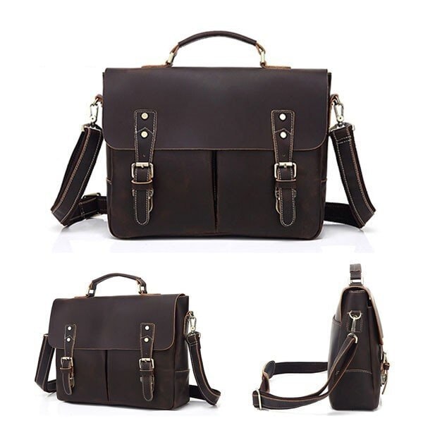 ビジネス 男女兼用 斜め掛け ブリーフケース メッセンジャーバッグ 鞄 牛革 軽量