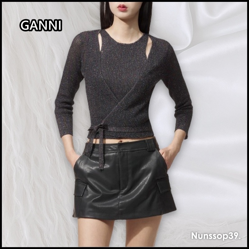 GANNI K1993 999 レイヤード ラップ リブ ニット