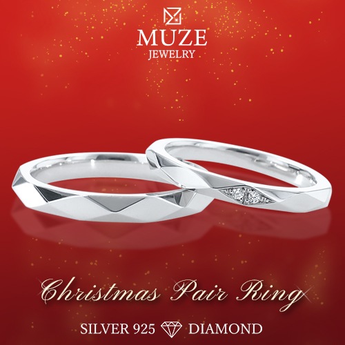 ダイヤモンド ペアリング ダイヤ 結婚指輪 MUZE JEWELRY マリッジリング 指輪 シルバー925プラチナ仕上げ カップル リング ペア プラチナ仕上げ SV925 プロポーズ サプライズ