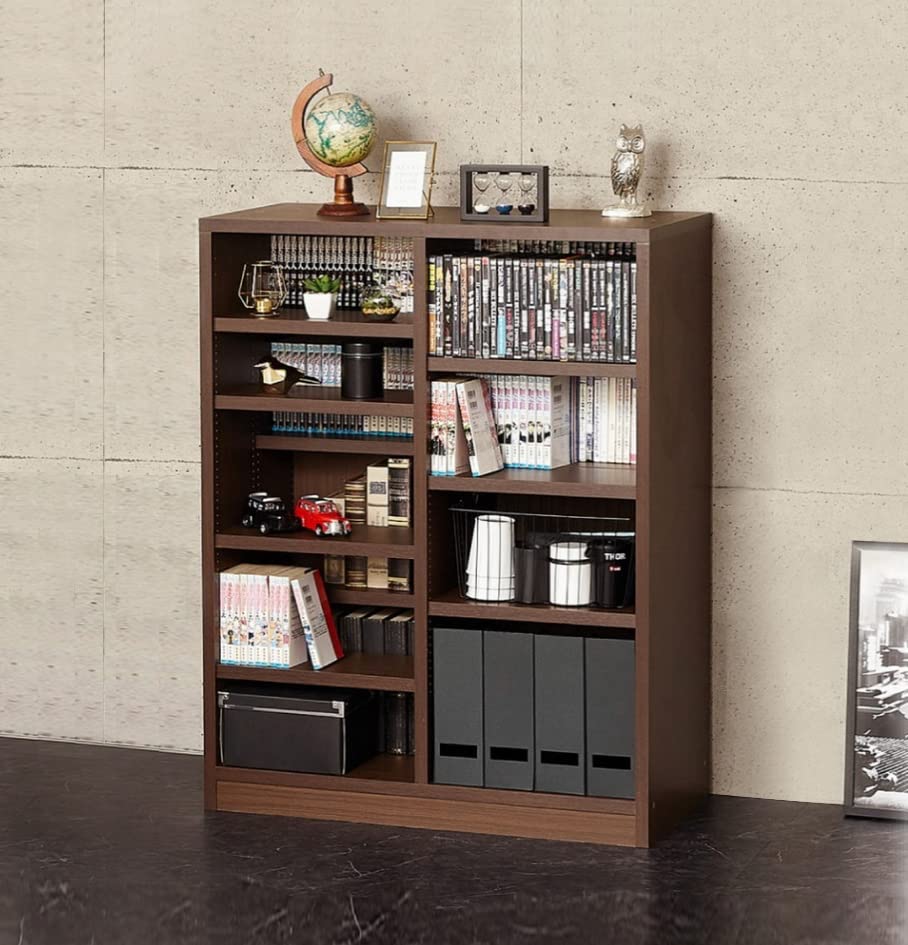 クロシオ 国産ダブル棚板本棚 幅90cm ブラウン 日本製 本棚 書棚