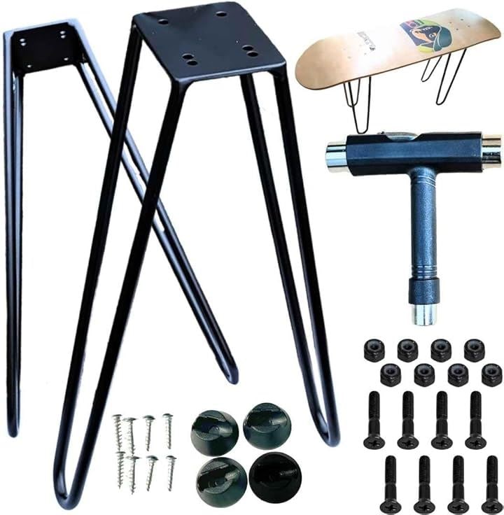 WalnutSkate スケボー デッキ用 スケートボード 椅子 足 スツール 部品 ビス 付き トラック 穴ぴったり オールドスクール/ニュースクール対応(ブラック)