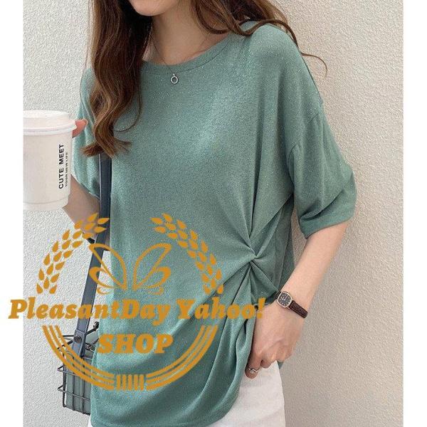 Tシャツ レディース きれいめ 40代 春夏 五分袖Tシャツ キラキラ 白ブラウス 綿 トップス オシャレ 韓国風 大きいサイズ 体型カバー Tシャツ 30代50代