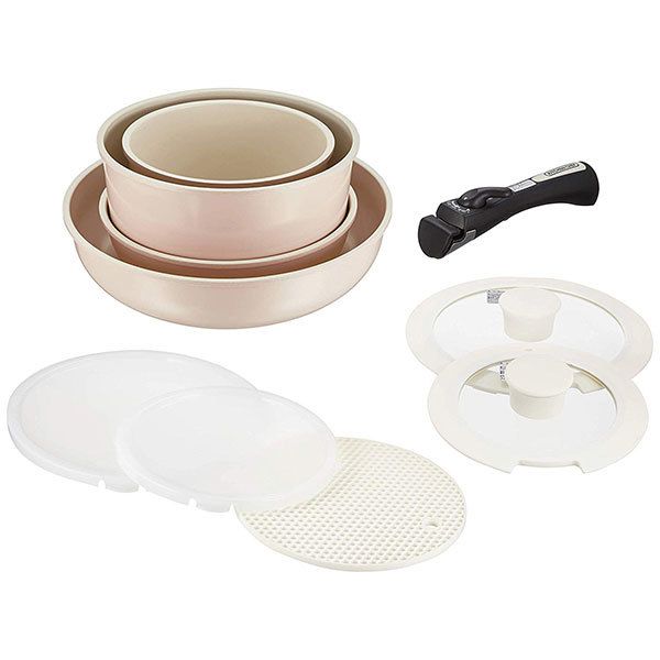 CC-SE9N ベージュ KITCHEN CHEF (キッチンシェフ) セラミックカラーパン９点セット シリコンなべ敷き付 (IH対応) メーカー直送