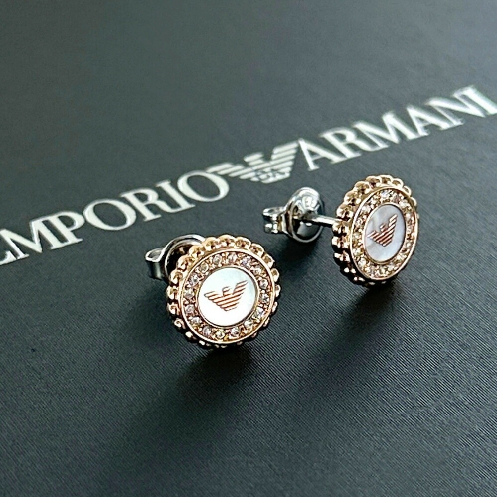 エンポリオアルマーニ ピアス かわいい シンプル 小さい レディース 両耳ピアス ブランド ステンレス ローズゴールド おしゃれ 誕生日プレゼント 女性 母 彼女 結婚記念日 妻 プレゼント ギフト