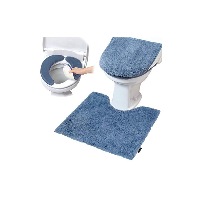 ヨコズナクリエーション バス トイレタリー (トイレマット&フタカバー&便座カバー セット, モダニスト ブルー)