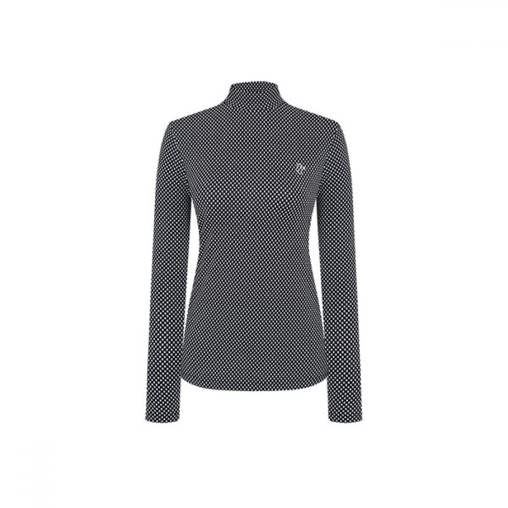 [ルイカステル] 女性用COOLブラックドットポイントタートルネックTシャツ（クールフィーリング）