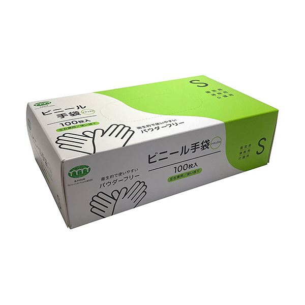 (まとめ)アルフォーインターナショナルビニール手袋 パウダーフリー ナチュラル S T-008 1箱(100枚)(×10セット)