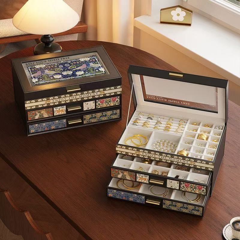 アンティーク ジュエリーBOX アクセサリー収納 ジュエリーケース 高級感 オーガナイザー 引き出し 腐食防止 レトロ 調度品 日本製風