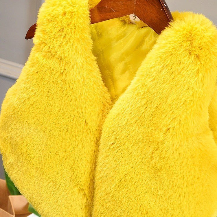 子供服 女の子 フェイクファー ベスト子供服 無地 チョッキ コート キッズ ジャケット ボンボン秋冬 アウター 可愛い モコモコ子供ベスト 6色選択