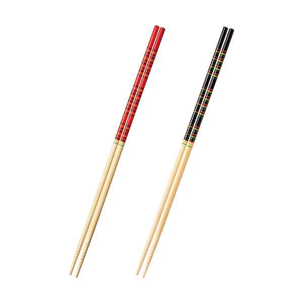 （まとめ）大和物産 カブキ菜箸 赤・黒 約33cm 1パック（2膳） (×30セット)