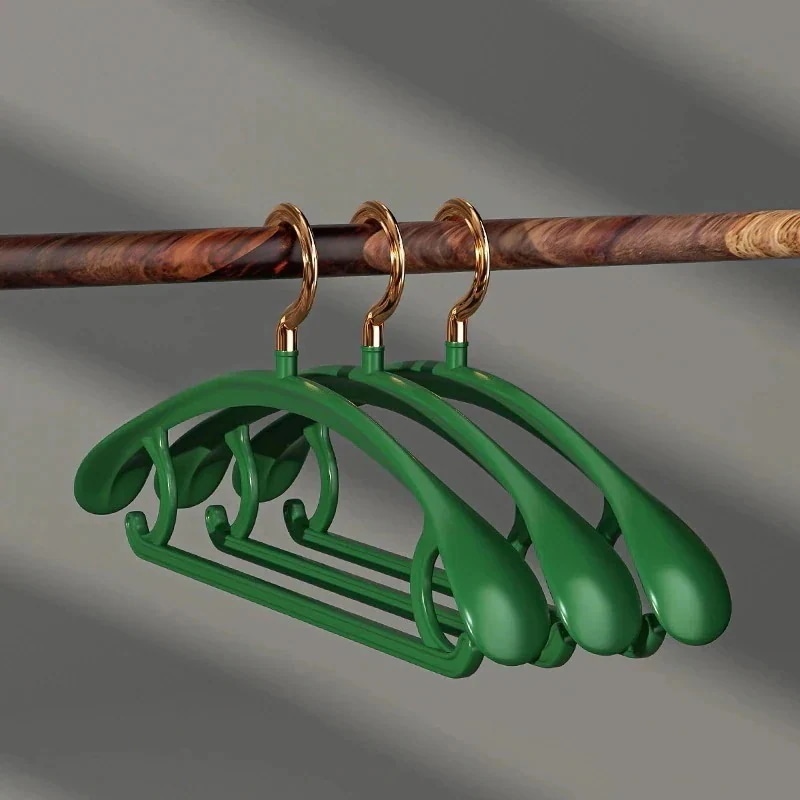 新型ハンガー家庭用無痕プラスチックワイドショルダーハンガーダークグリーン滑り止め物干しハンガーズボンハンガー衣類店ハンガー