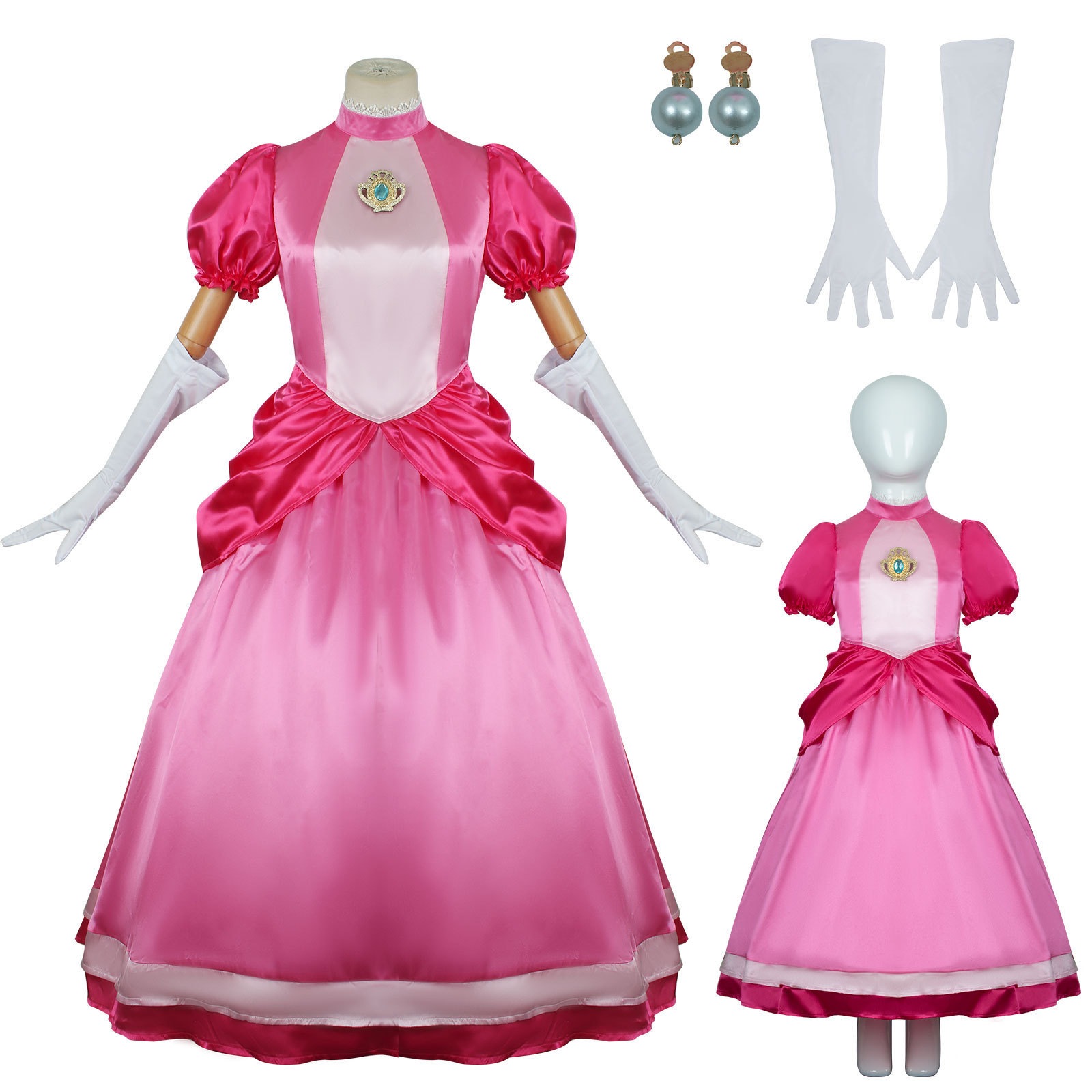 【人気爆売れ】新マリオコスメワンピースコスプレ碧琪姫ワンピースプリンセス服cosゲーム服