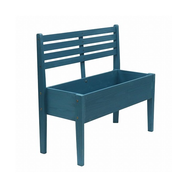 住まいスタイル 天然木製チェア型プランタースタンド 幅80cm ブルー CP80BLU メーカー直送