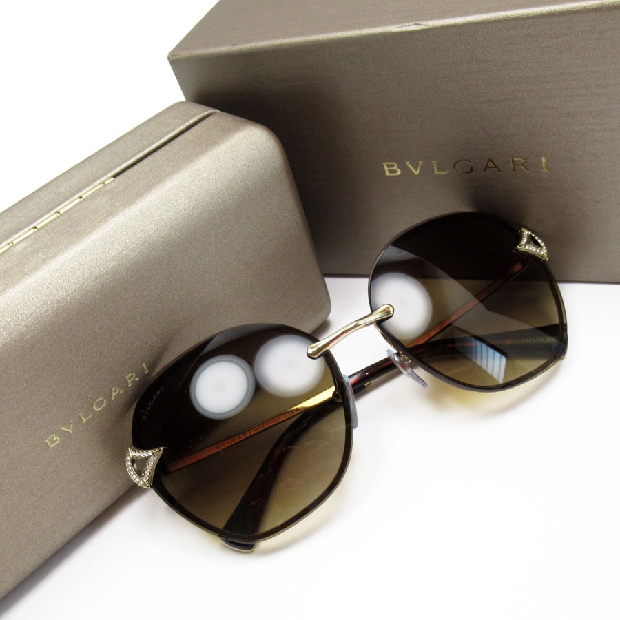 ブルガリ BVLGARI サングラス メタル ブラウン×ゴールド レディース t19385i