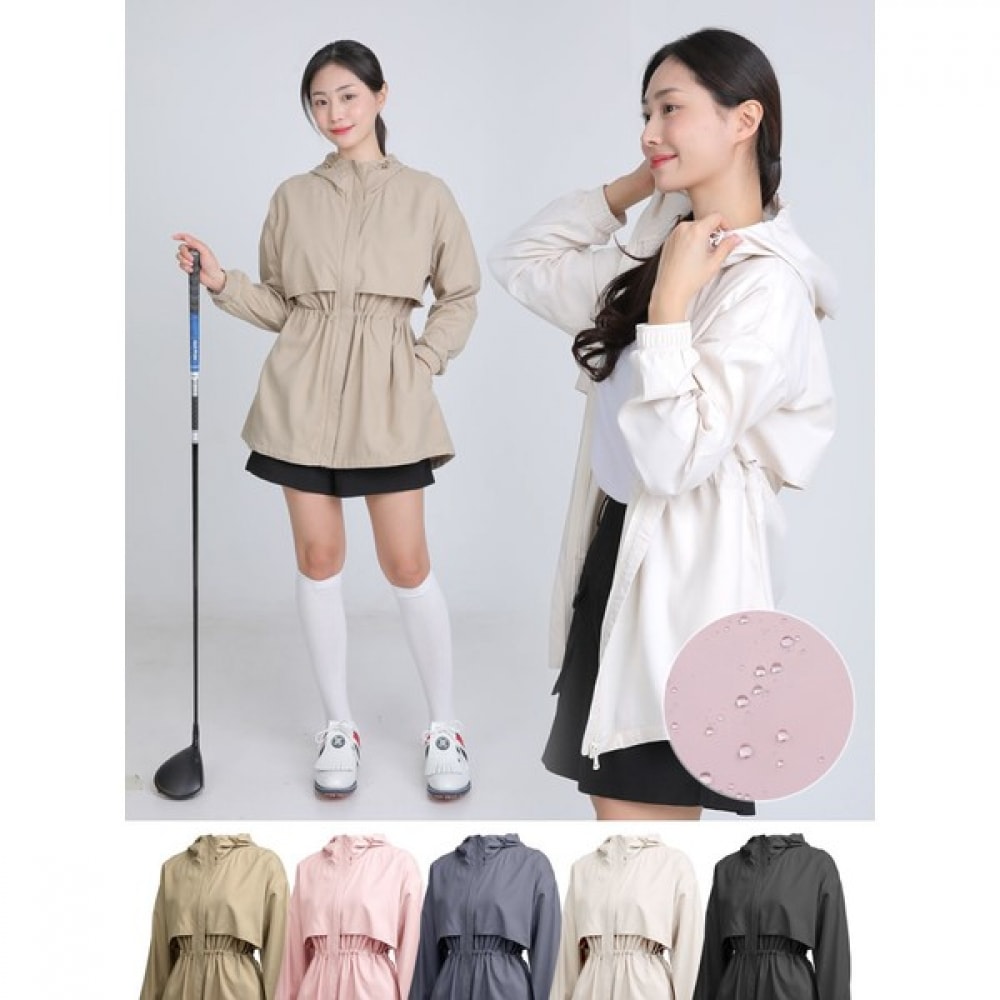 [EasyBai] EasyBai エアポップ女性用防風撥水メッシュストリングフード付き防風ロングジャケット (W6SJ04)