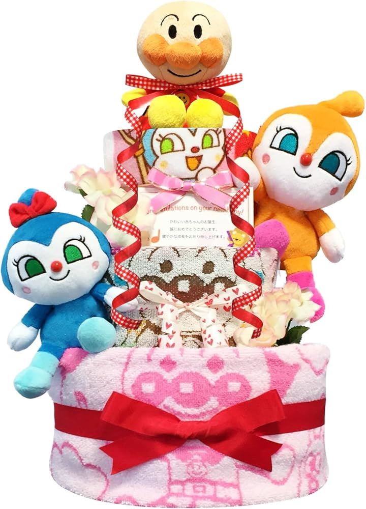 おむつケーキ 女の子 出産祝い 赤ちゃん 誕生日 ベビーシャワー ギフト(ピンク, 3段 Sサイズ) 12,324円